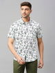 Grey Classic Short Sleeves Slim Fit Spread Collar Floral Printed Cotton Casual Shirt For Men