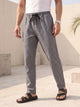 Thomas Scott Men Black Smart Relaxed Fit Mid-Rise Solid Cotton Linen Pleated Casual Trousers