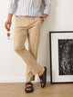 Beige Smart Regular Fit Mid-Rise Solid Woven Cotton Linen Trouser For Men