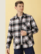 Thomas Scott Men Black Classic Oversize Fit Long Sleeves Spread Collar Tartan Checks Knitted Casual Shirt