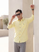 Thomas Scott Men Yellow Premium Slim Fit Long Sleeves Spread Collar Solid Cotton Twill Casual Shirt