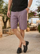 Maroon Regular Fit Mid-Rise Solid Woven Cotton Linen Shorts For Men