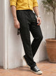 Black Smart Regular Fit Mid-Rise Textured Pleated Knitted Casual Trouser For Men