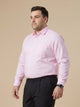 Pink Plus Size Smart Long Sleeves Regular Fit Spread Collar Solid 100% Cotton Formal Shirt For Men