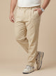 Khaki Plus Size Straight Fit Mid-Rise Easy Wash Woven Chinos Trouser For Men