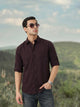 Thomas Scott Men Premium Wine Slim Fit Long Roll-Up Sleeves Spread Collar Solid Cotton Casual Shirts