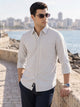 Light Grey Premium Slim Fit Long Sleeves Spread Collar Solid Cotton Oxford Casual Shirt For Men