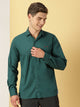 Thomas Scott Men Green Classic Regular Fit Long Sleeves Spread Collar Solid Casual Shirt