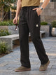 Black Smart Easy Wash Relaxed Fit Mid-Rise Solid Woven Cargo Trouser For Men