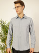 Thomas Scott Men Grey Premium Long Sleeves Slim Fit Spread Collar Solid Knitted Casual Shirt