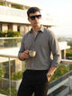 Thomas Scott Men Premium Grey Regular Fit Long Sleeves Spread Collar Textured Casual Shirt