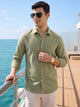 Thomas Scott Men Premium Olive Regular Fit Long Sleeves Spread Collar Textured Casual Shirt