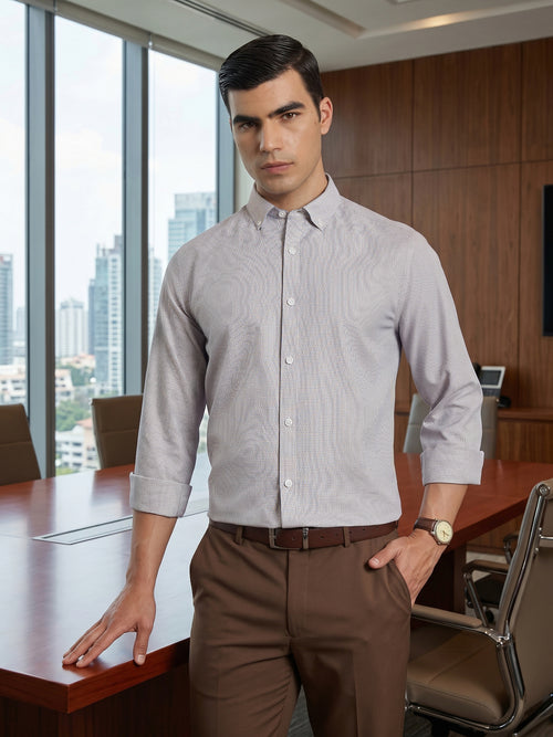 Thomas Scott Men Smart Multi Regular Fit Long Sleeves Button Down Collar Micro Checks Formal Shirt