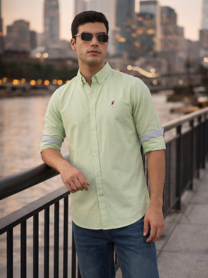 Pista Premium Regular Fit Button-Down Collar Solid Pure Cotton Casual Shirt For Men