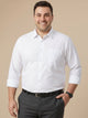 White Plus Size Regular Fit Long Sleeves Spread Collar Textured Cotton Formal Shirt For Men