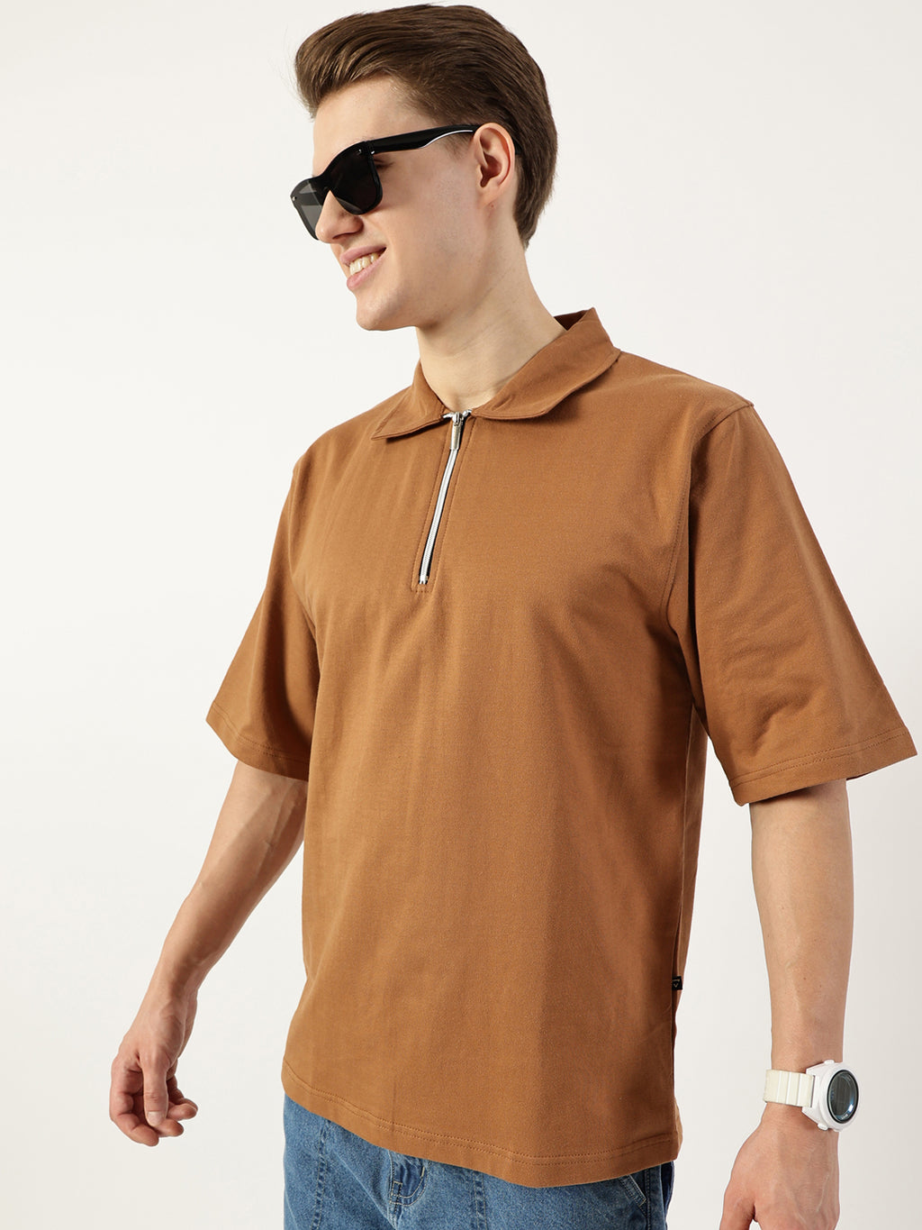 Thomas Scott Men Brown Polo Collar Bio Finish T-shirt