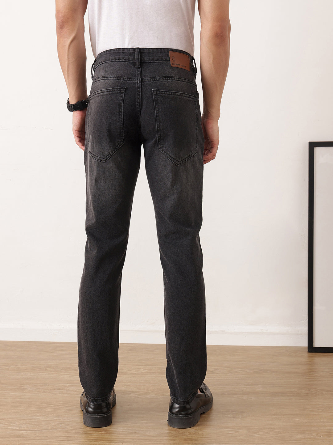 Dark Black Smart Slim Fit Mid-Rise Dark Shade Clean Look Non Stretchable Jeans For Men