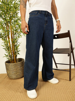 Blue Smart Bootcut Fit Clean Look Non Stretchable Jeans For Men
