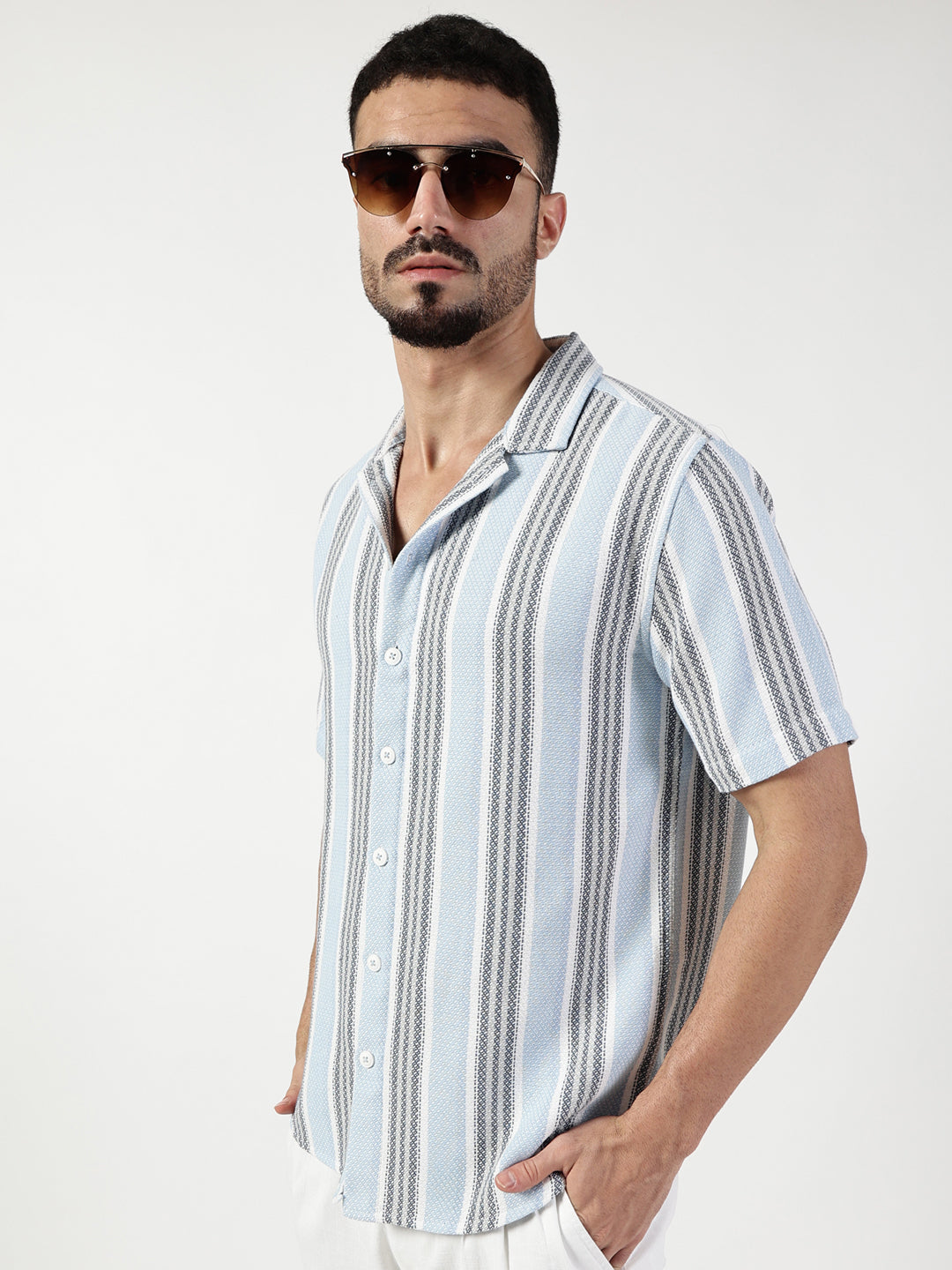 Thomas Scott Men Premium Slim Fit Opaque Striped Casual Shirt