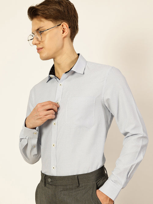 Thomas Scott Men Smart Gingham Checks Opaque Checked Formal Shirt