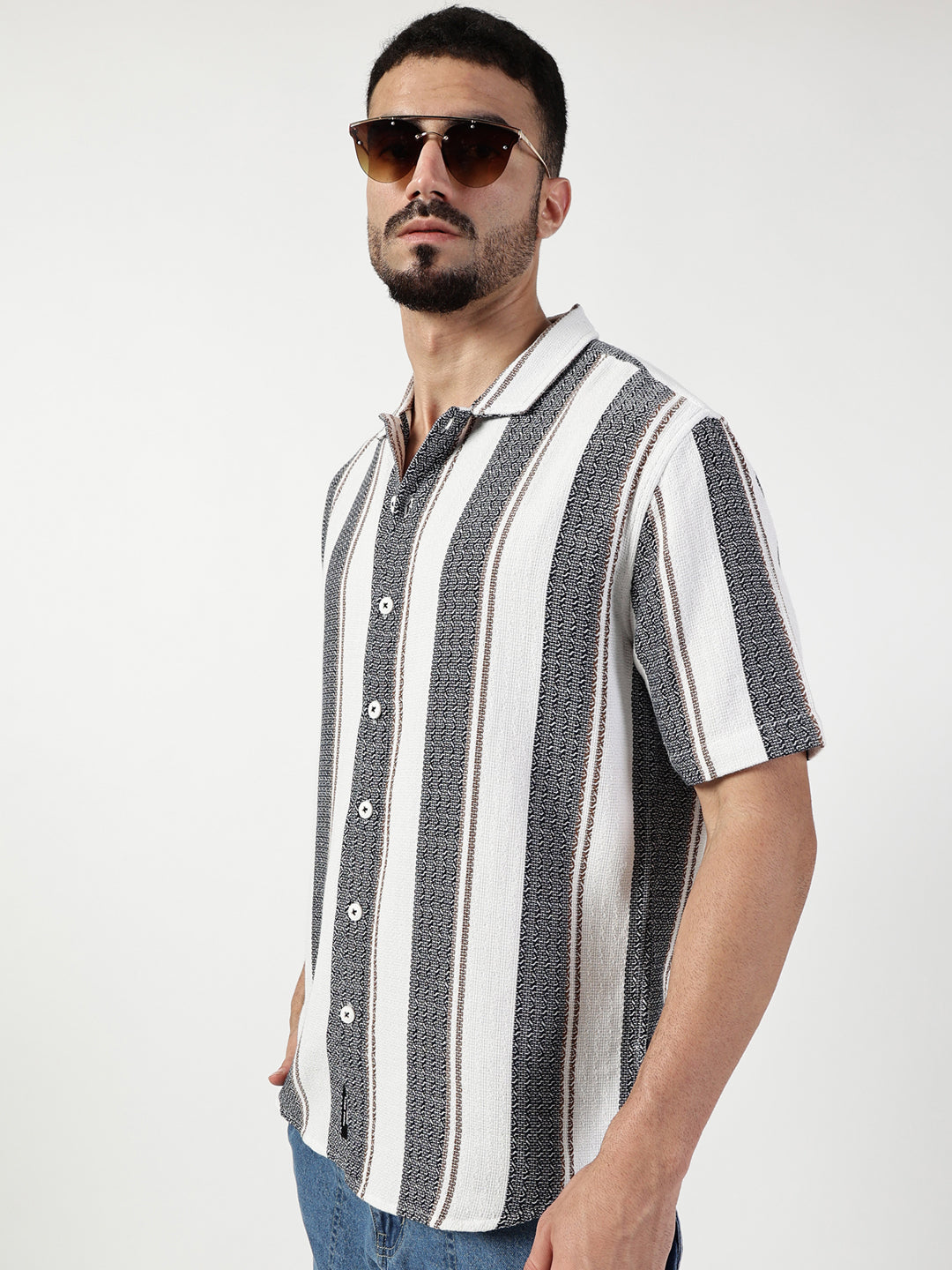 Thomas Scott Men Premium Slim Fit Opaque Striped Casual Shirt