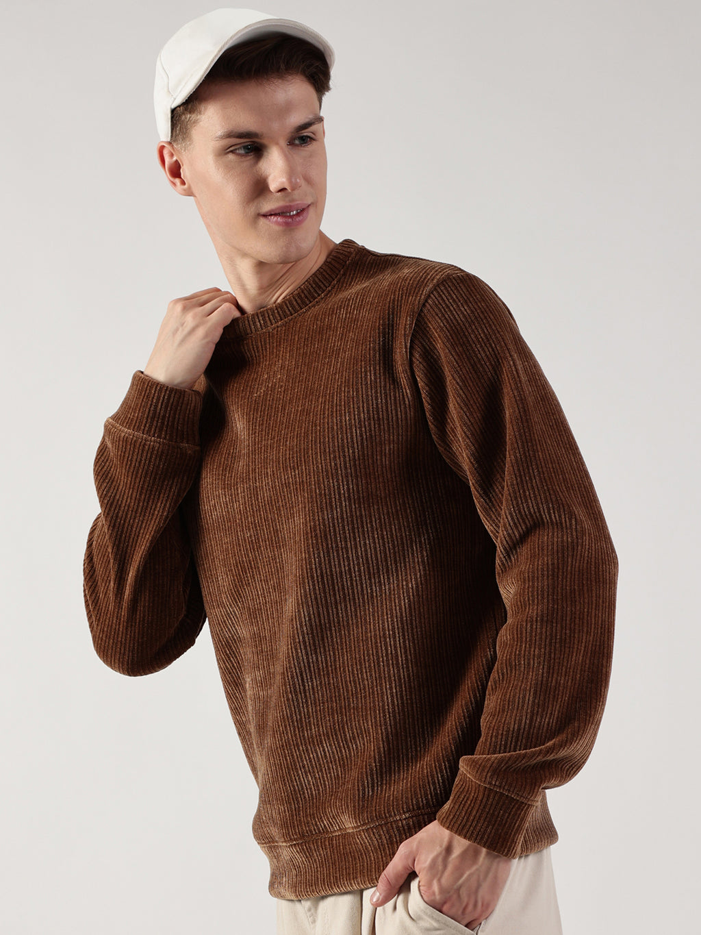 Brown Solid Anti Odour Sweatshirt