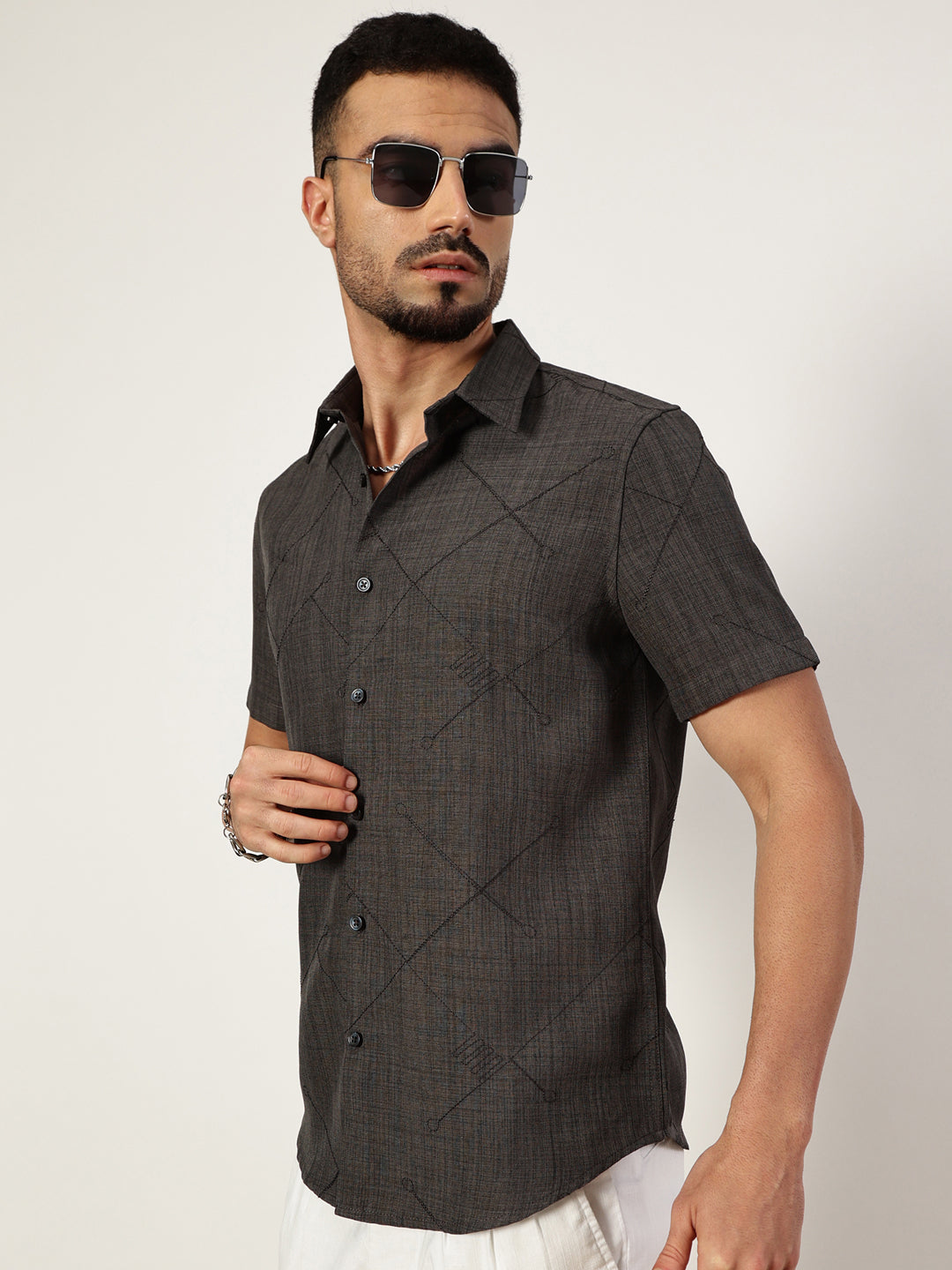 Thomas Scott Men Premium Slim Fit Opaque Casual Shirt