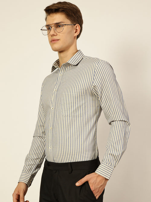 Thomas Scott Men Smart Pinstripes Opaque Striped Formal Shirt