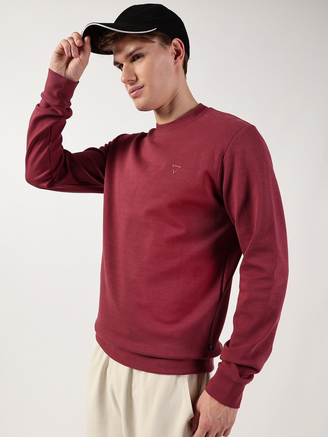 Thomas Scott Men Anti Odour Solid Round Neck Pullover Sweatshirt