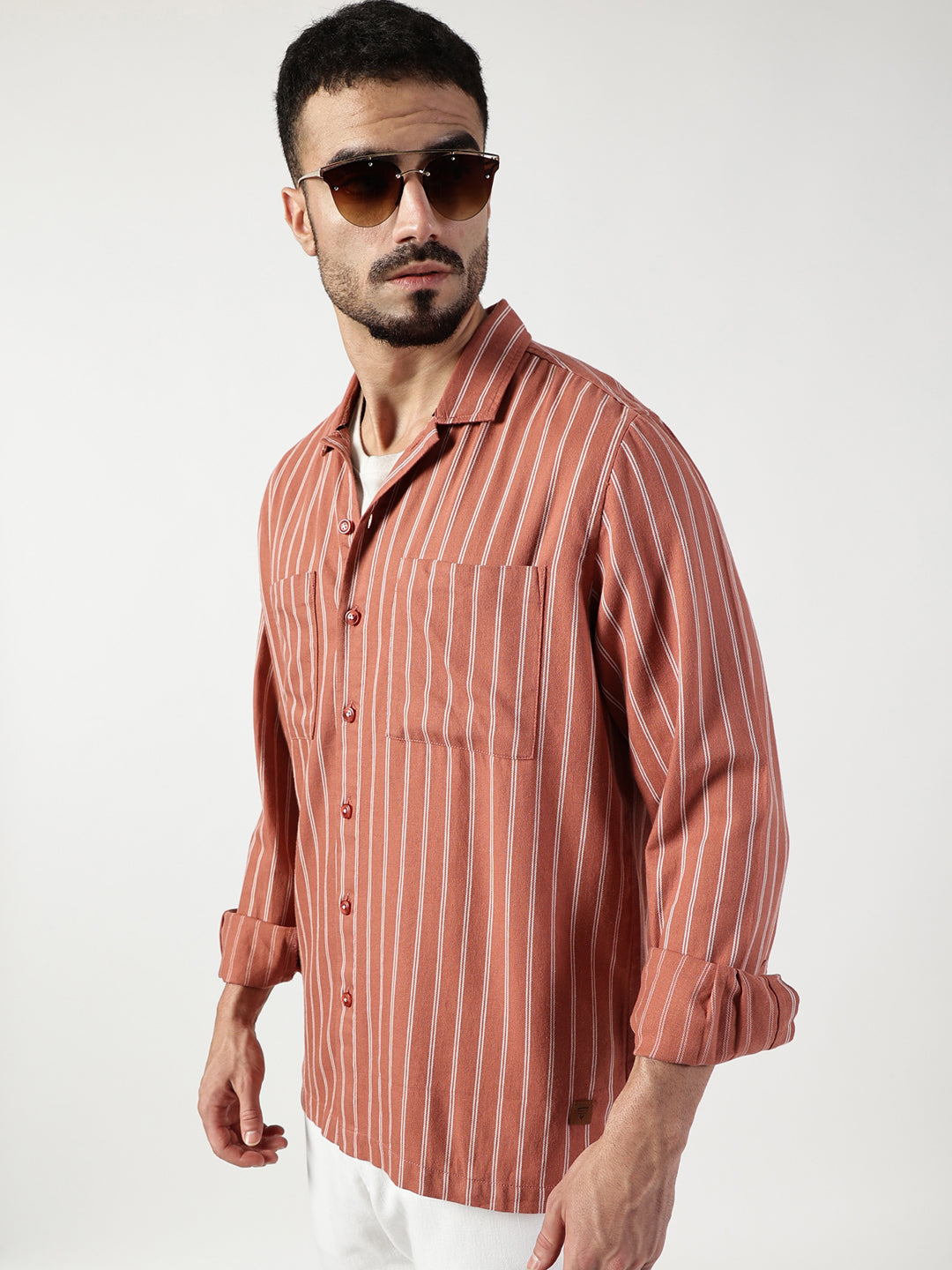 Thomas Scott Men Premium Slim Fit Opaque Striped Casual Shirt