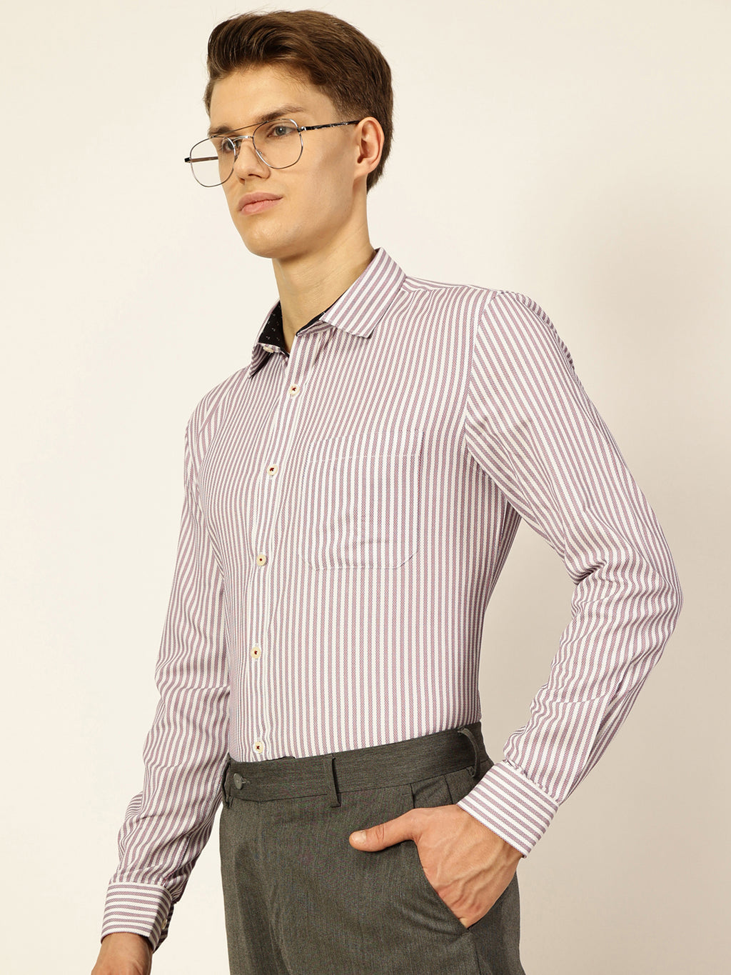 Thomas Scott Men Smart Opaque Striped Formal Shirt