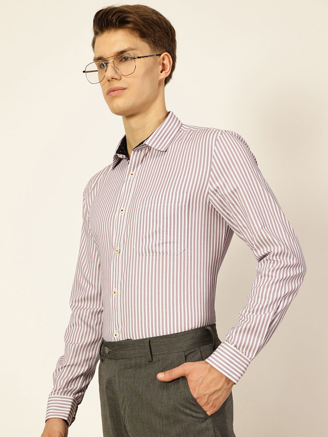 Thomas Scott Men Smart Opaque Striped Formal Shirt