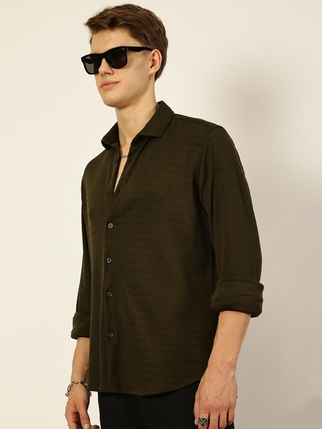 Thomas Scott Men Premium Horizontal Stripes Opaque Casual Shirt