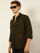 Green Premium Horizontal Stripes Opaque Casual Shirt For Men