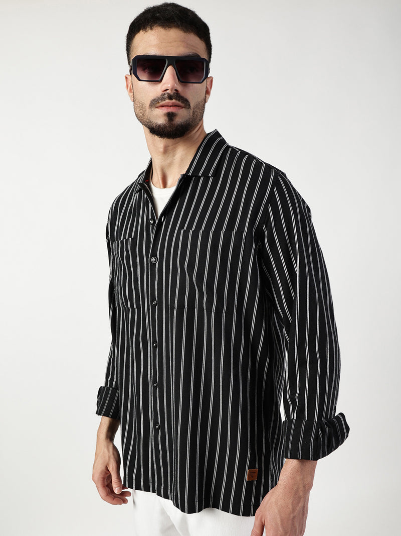 Thomas Scott Men Premium Slim Fit Opaque Striped Casual Shirt