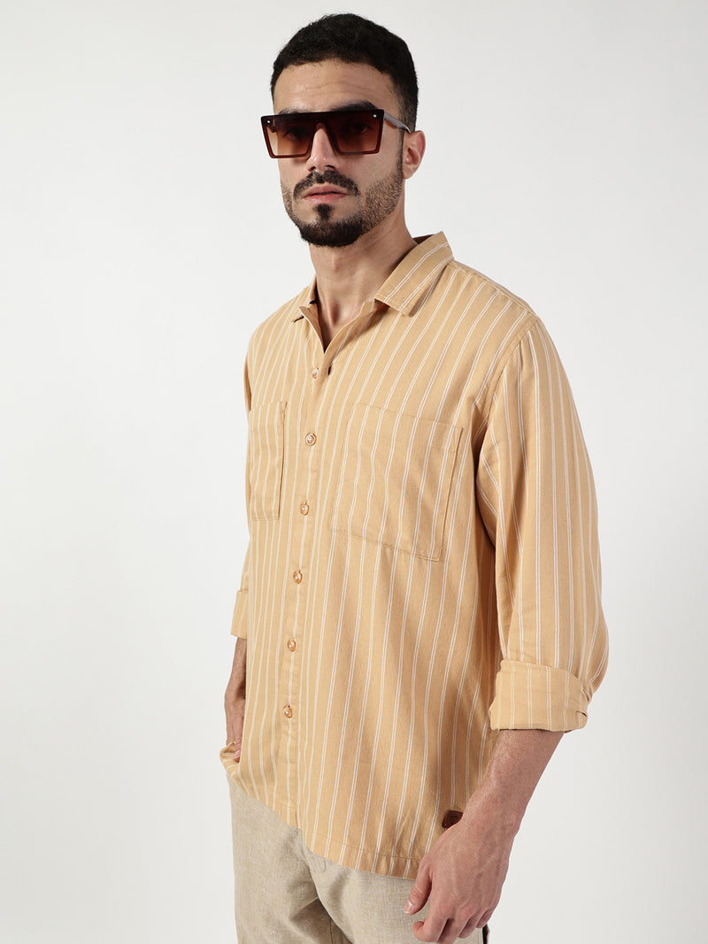 Thomas Scott Men Premium Slim Fit Opaque Striped Casual Shirt