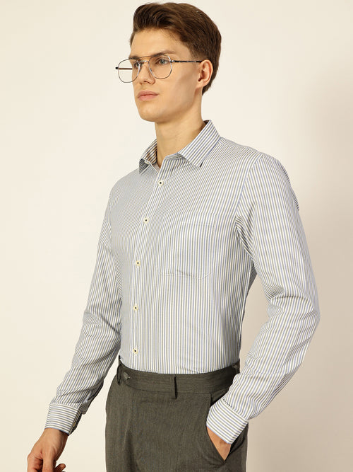 Thomas Scott Men Smart Pinstripes Opaque Striped Formal Shirt