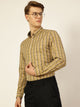 Beige Smart Tartan Checks Opaque Checked Formal Shirt For Men