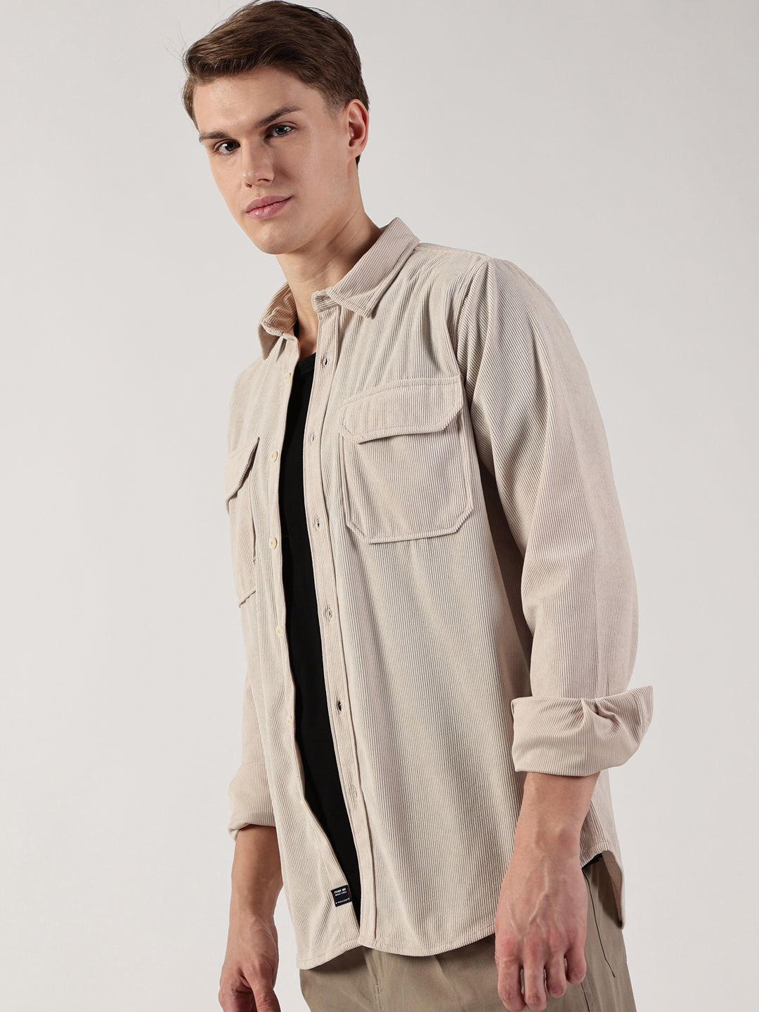 Thomas Scott Men Premium Slim Fit Opaque Corduroy Casual?Shirt