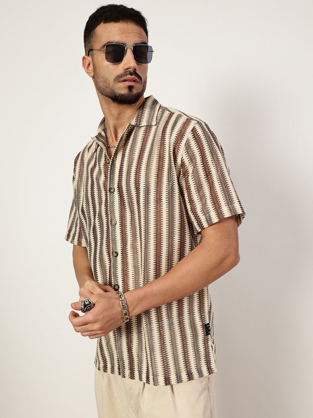 Thomas Scott Men Premium Slim Fit Opaque Striped Casual Shirt