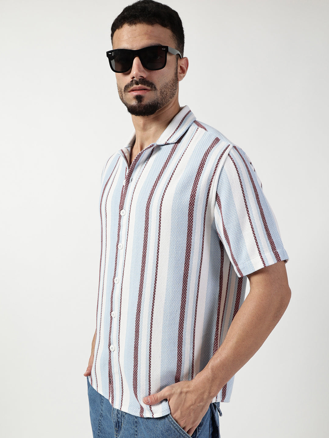 Thomas Scott Men Premium Slim Fit Opaque Striped Casual Shirt
