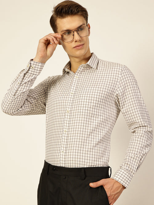 Thomas Scott Men Smart Tartan Checks Opaque Checked Formal Shirt