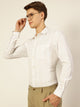 White Smart Opaque Striped Formal Shirt For Men