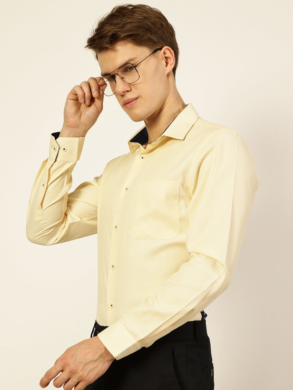Thomas Scott Men Smart Micro Checks Opaque Checked Formal Shirt