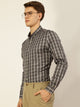 Black Smart Tartan Checks Opaque Checked Formal Shirt For Men