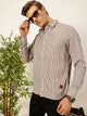 Thomas Scott Men Smart Spread Collar Vertical Striped Cotton Slim Fit Casual Shirt