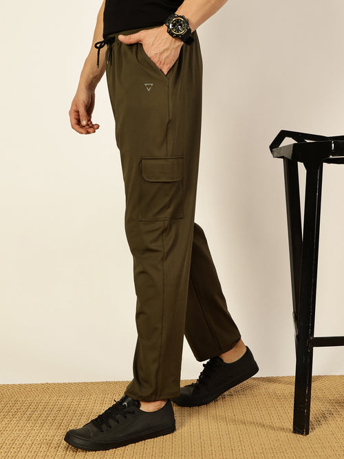 Thomas Scott Men Olive Mid-Rise Regular Fit Track Pant