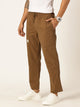 Dark Khaki Relaxed Loose Fit Mid-Rise Pure Cotton Easy Wash Trouser For Men