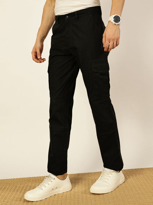 Thomas Scott Men Smart Straight Fit Easy Wash Cotton Cargo Trouser