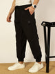 Black Smart Loose Fit Wrinkle Free Cargo Joggers For Men